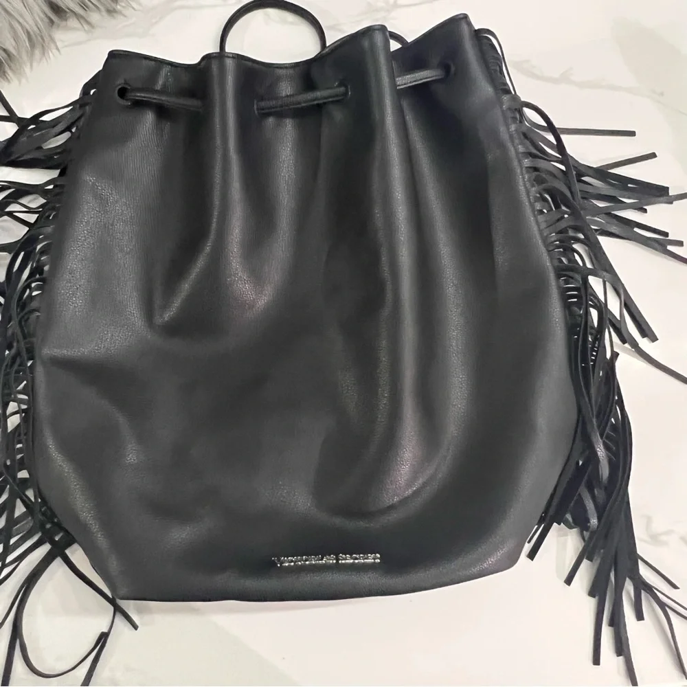 NWOT VICTORIA’S SECRET black boho fringe bag - Picture 8 of 12